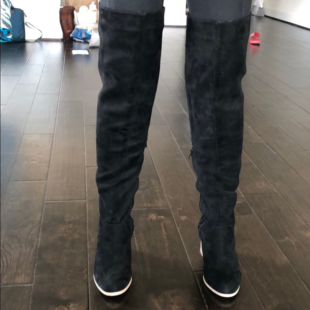 Altar’d state fat heel over the knee suede boots